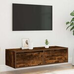 vidaXL Meuble TV avec lumières LED chêne fumé 100X35 5x25 cm