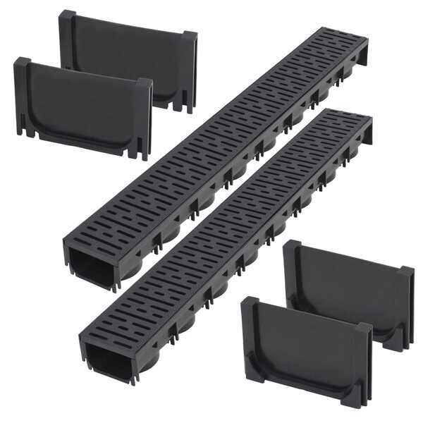 vidaXL Caniveau de drainage 2 Pièces Plastique 2 m