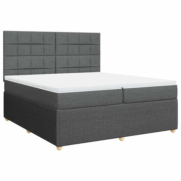vidaXL Sommier à lattes de lit avec matelas Gris foncé 200x200cm Tissu