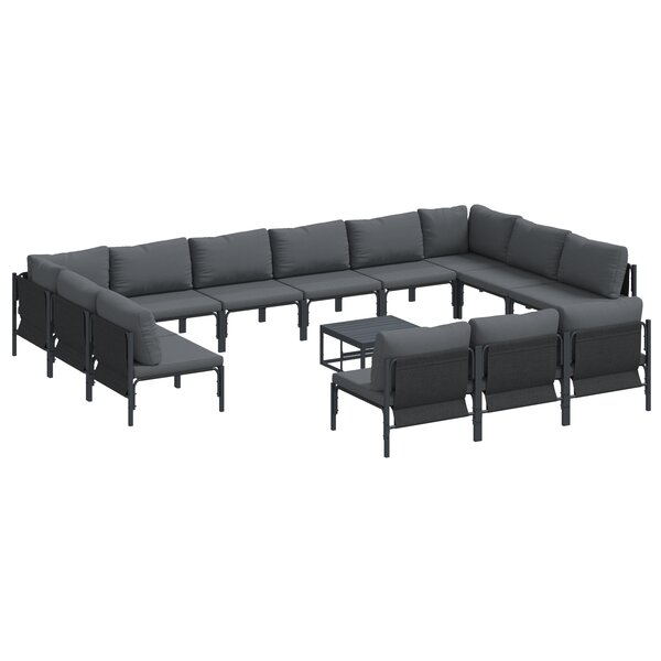 vidaXL Ensemble de canapé de jardin 14 Pièces Anthracite Acier