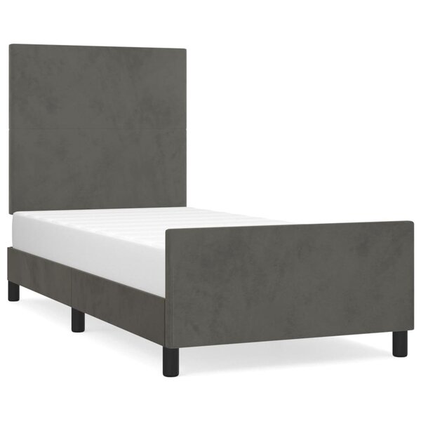vidaXL Cadre de lit avec tête de lit Gris foncé 100x200 cm Velours