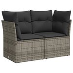 vidaXL Salon de jardin 8 Pièces avec coussins gris résine tressée