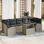 vidaXL Ensemble de canapé de jardin de 8 pièces avec coussins en poly rattan gris clair