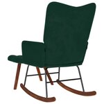 vidaXL Chaise à bascule avec tabouret en velours vert foncé