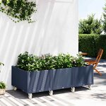 vidaXL Jardinière à roulettes bleu gris 150x80x54 cm PP