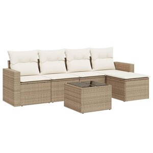 vidaXL Salon de jardin avec coussins 6 Pièces beige résine tressée
