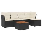 vidaXL Salon de jardin 6 Pièces avec coussins noir résine tressée