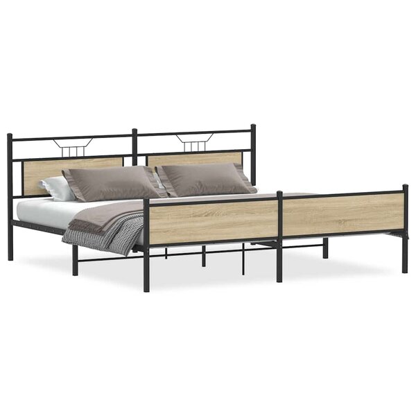 vidaXL Cadre de lit en métal sans matelas chêne sonoma 200x200 cm
