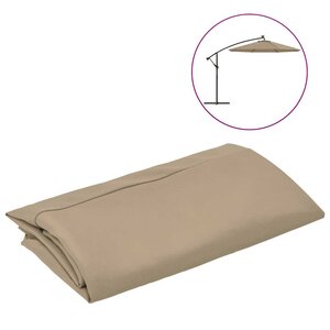 vidaXL Tissu de rechange pour parasol déporté taupe 350 cm