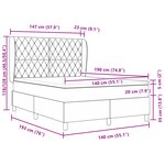 Lit Box Spring vidaXL avec Matelas Gris Clair 140x190 cm Velours