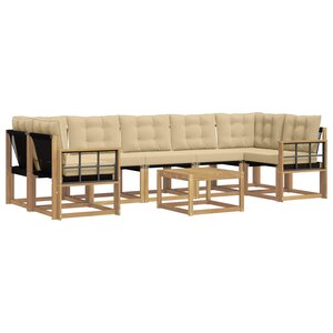 vidaXL Ensemble de canapés d'extérieur 8 pc Blanc et Beige