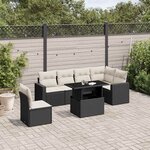 vidaXL Salon de jardin 7 Pièces avec coussins noir résine tressée