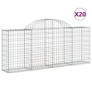 vidaXL Paniers à gabions arqués 20 Pièces 200x30x80/100 cm Fer galvanisé