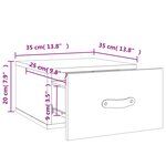 vidaXL Table de chevet murale blanc 35x35x20 cm