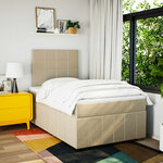 vidaXL Sommier à lattes de lit avec matelas crème 120x190 cm tissu