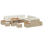 vidaXL Ensemble de canapé de jardin 13 Pièces Beige Poly rotin