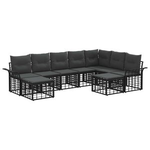 vidaXL Ensemble de canapés d'extérieur 9 Pièces Noir et Gris foncé
