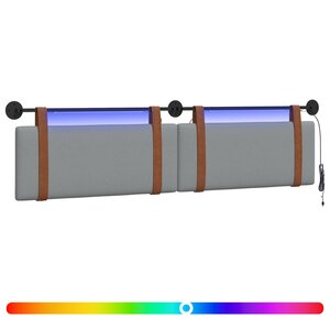 vidaXL Tête de lit suspendue Avec lumière LED Gris clair PU antique