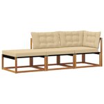 vidaXL 3 pc Unités de sofa sectionnel d'extérieur Bois d'Acacia Massif