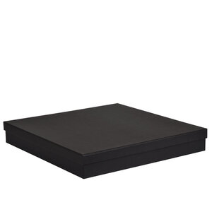 Boîte carrée plate luxe noir mat couvercle cloche 35 x 35 x 5.3 cm