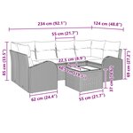 vidaXL Ensemble de canapé de jardin 7 Pièces Beige et Rouge polyrotin