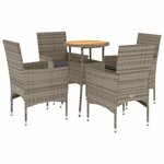 vidaXL Ensemble à manger de jardin et coussins 5 Pièces gris rotin acacia