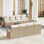 vidaXL Ensemble de canapé de jardin 9 Pièces Beige  blanc