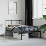 vidaXL Cadre de lit métal avec tête de lit/pied de lit noir 90x200 cm