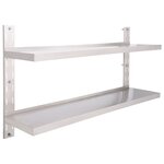 vidaXL Étagère murale à 2 niveaux Acier inoxydable 150x30 cm