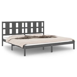 vidaXL Cadre de lit sans matelas gris 200x200 cm bois massif de pin