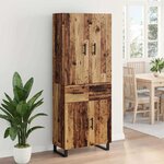vidaXL Haut Armoire 2 Pièces Bois Ancien Bois Aggloméré et Verre