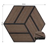 10 Panneaux muraux 30x26 hexagone marron bois