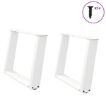 vidaXL Pieds de table basse en U 2 pièces Blanc 60 x (42-43) cm Acier