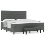vidaXL Lit à ressorts avec matelas Gris foncé 200 x 200 cm tissu