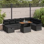vidaXL Ensemble de canapé de jardin 9 Pièces Noir polyrotin