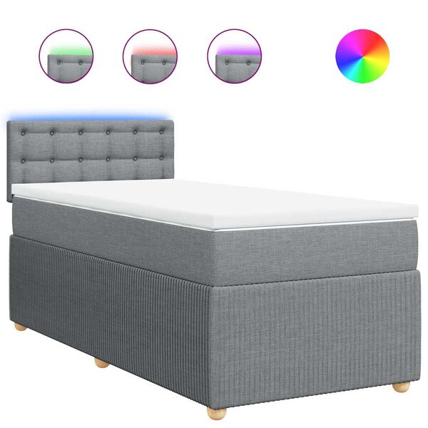 vidaXL Sommier à lattes de lit avec matelas Gris clair 100x200cm Tissu