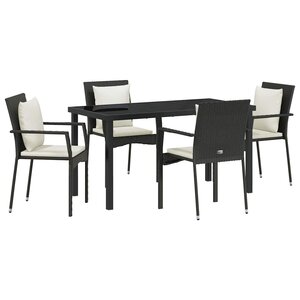vidaXL Ensemble de salle à manger pour jardin 5 Pièces Noir Poly rotin