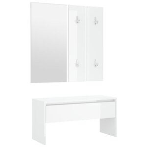 Ensemble de meubles de couloir blanc brillant bois d'ingénierie 02_0010856
