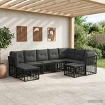 vidaXL Ensemble de canapés d'extérieur Noir et Gris foncé Polyester