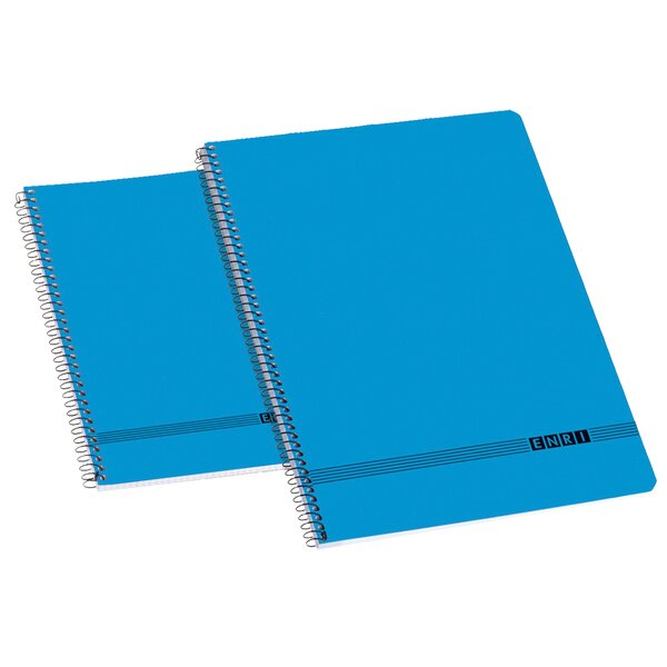 LOT de 10 Enri Office Fº Cahier à Spirale Lisse à Couverture Souple - Taille Fº - Couverture Souple - Cahier à Spirale - Idéal pour le Bureau - Couleur Bleu