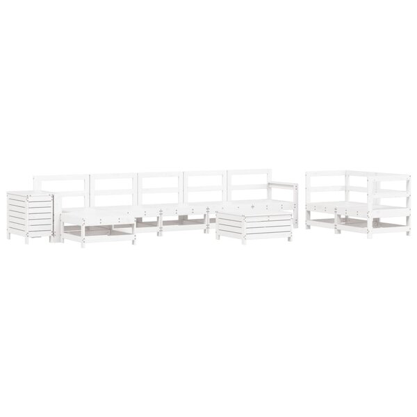 vidaXL Salon de jardin 10 Pièces blanc bois de pin massif