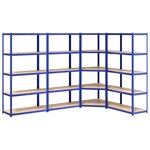 vidaXL Étagères à 5 niveaux 4Pièces Bleu Acier et bois d'ingénierie