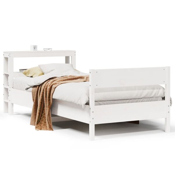 vidaXL Cadre de lit sans matelas blanc 90x190 cm bois de pin massif