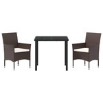 vidaXL Ensemble de salle à manger pour jardin 3 Pièces Marron Poly rotin