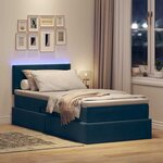 vidaXL Lit de rangement LED avec matelas Bleu foncé 90 x 190 cm