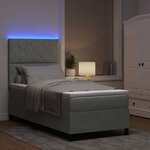 vidaXL Lit à ressort LED avec matelas Gris clair 90 x 190 cm Velours