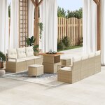 vidaXL Ensemble de canapés de jardin 10 pièces avec coussins beige en poly rattan et acacia