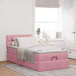 vidaXL Cadre de lit ottoman avec matelas rose 100x200 cm velours