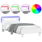 vidaXL Cadre de lit sans matelas avec lumières LED blanc 90x190 cm