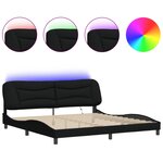 vidaXL Cadre de lit avec LED sans matelas noir 200x200 cm tissu